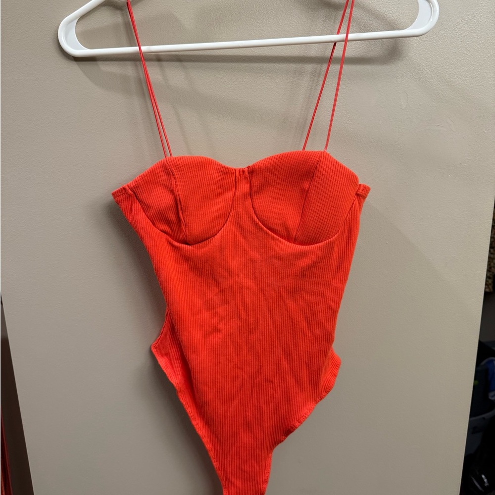 Timing Red Bodysuit with Bustier Top